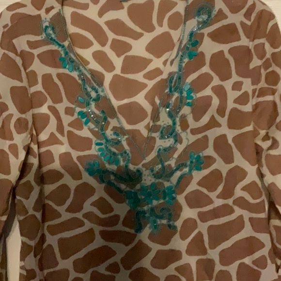 ANTONIO MELANI Brown and Teal Patterned Tunic - Picture 2 of 7